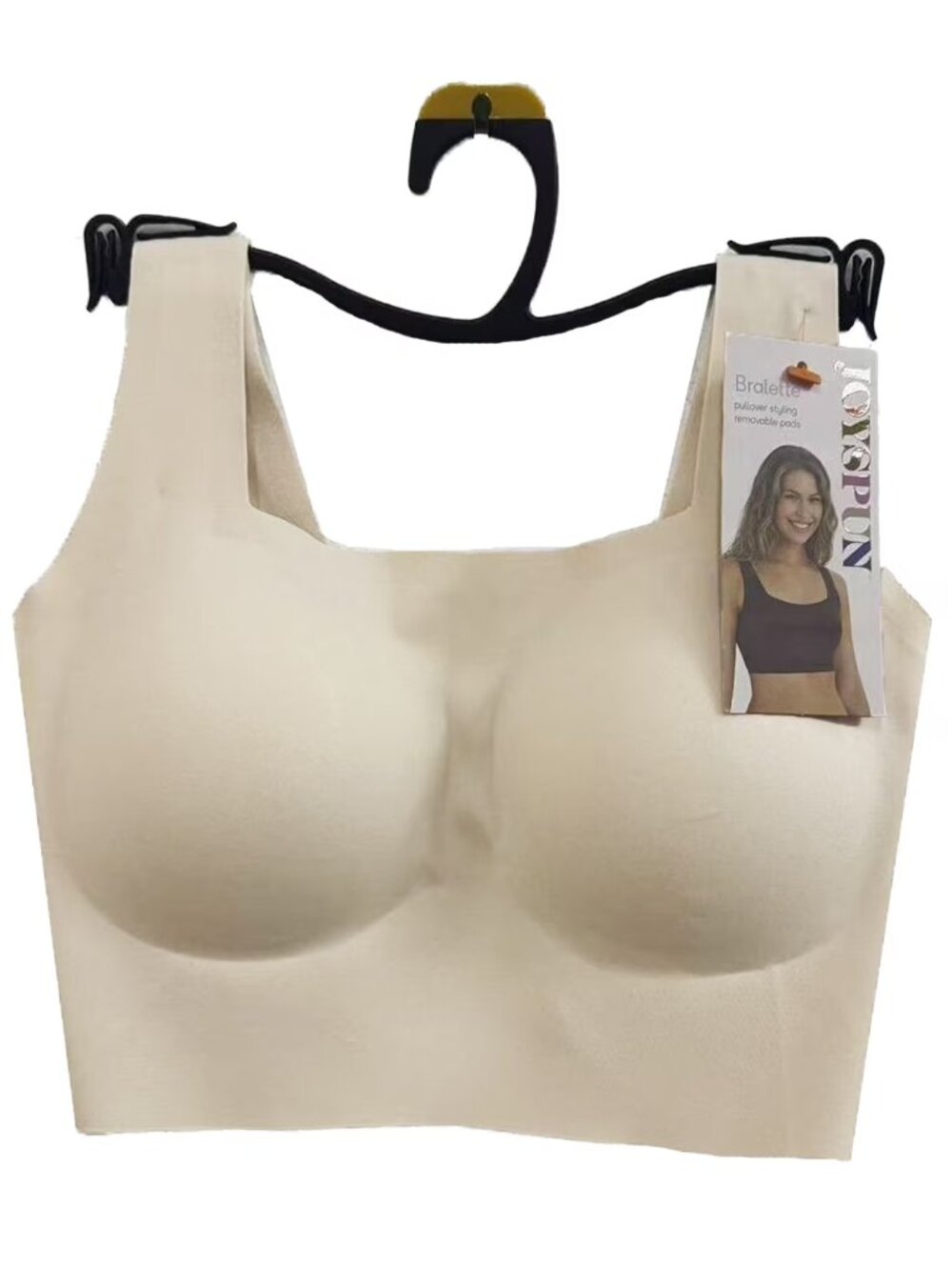 NWT Joyspun Longline Bra Womens L Nude Wire Free Square Neck Bonded Pullover